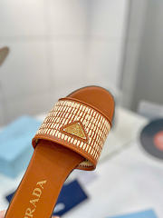 Prada Leather And Crochet Slides Beige 1XX758 - 4