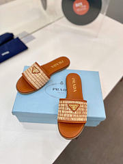Prada Leather And Crochet Slides Beige 1XX758 - 5
