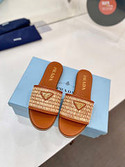 Prada Leather And Crochet Slides Beige 1XX758 - 6