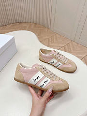 Dior Dior Ribbon Sneaker Pink and Beige Suede Calfskin - 1