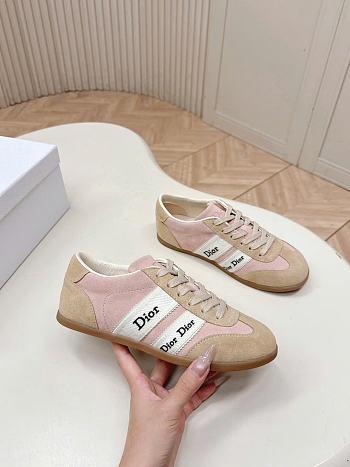 Dior Dior Ribbon Sneaker Pink and Beige Suede Calfskin