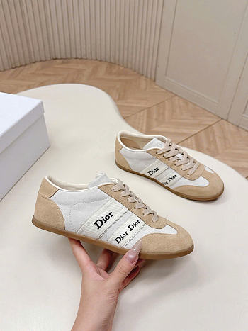Dior Ribbon Sneaker White and Beige Suede Calfskin