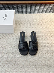  Celine Clemence Mule In Lambskin And Patent Calfskin Black  - 1