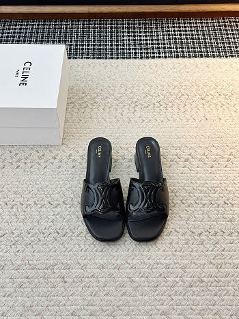  Celine Clemence Mule In Lambskin And Patent Calfskin Black 