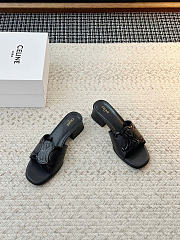  Celine Clemence Mule In Lambskin And Patent Calfskin Black  - 4