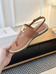 Celine Lympia Triomphe Thong In Calfskin Tan - 4