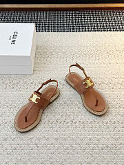 Celine Lympia Triomphe Thong In Calfskin Tan - 2