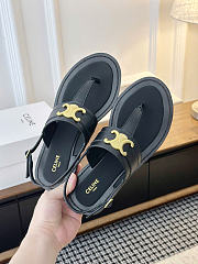 Celine Lympia Triomphe Thong In Calfskin Black - 6