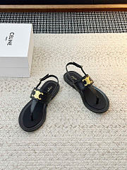 Celine Lympia Triomphe Thong In Calfskin Black - 5