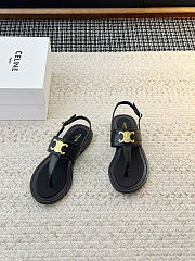 Celine Lympia Triomphe Thong In Calfskin Black - 4