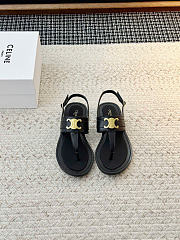 Celine Lympia Triomphe Thong In Calfskin Black - 2