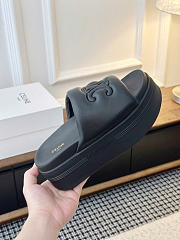Celine Block Slide With Triomphe In Lambskin Black - 5