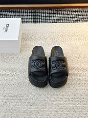 Celine Block Slide With Triomphe In Lambskin Black - 3