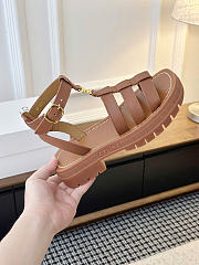 Celine Clea Triomphe Sandal In Calfskin Vegetal Tanning Tan - 6