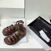 Celine Clea Triomphe Sandal In Calfskin Vegetal Tanning Dark Tan - 6