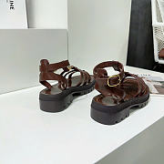 Celine Clea Triomphe Sandal In Calfskin Vegetal Tanning Dark Tan - 5
