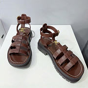 Celine Clea Triomphe Sandal In Calfskin Vegetal Tanning Dark Tan - 4