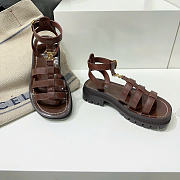 Celine Clea Triomphe Sandal In Calfskin Vegetal Tanning Dark Tan - 2
