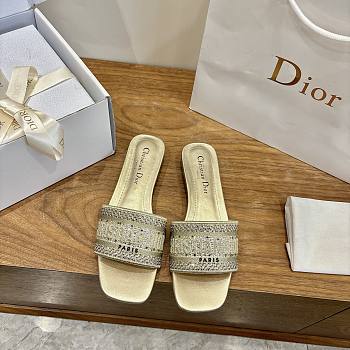 Dior Dway Slide Cotton Embroidered with Metallic Thread and Gold-Tone Strass
