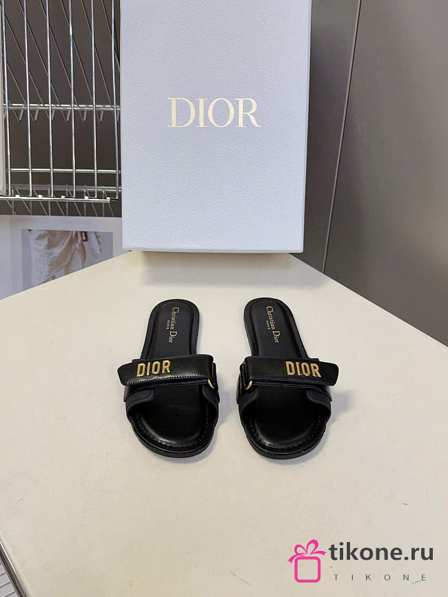 Dioriviera Dioract Slide Black Lambskin and Rubber Black - 1