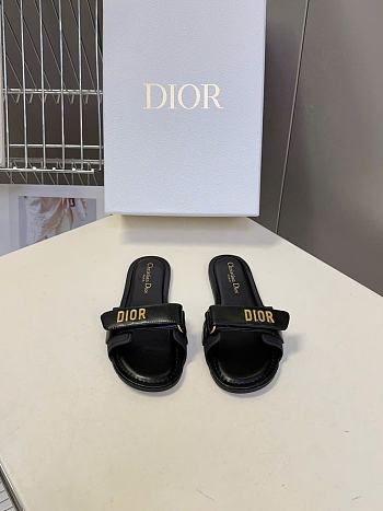 Dioriviera Dioract Slide Black Lambskin and Rubber Black