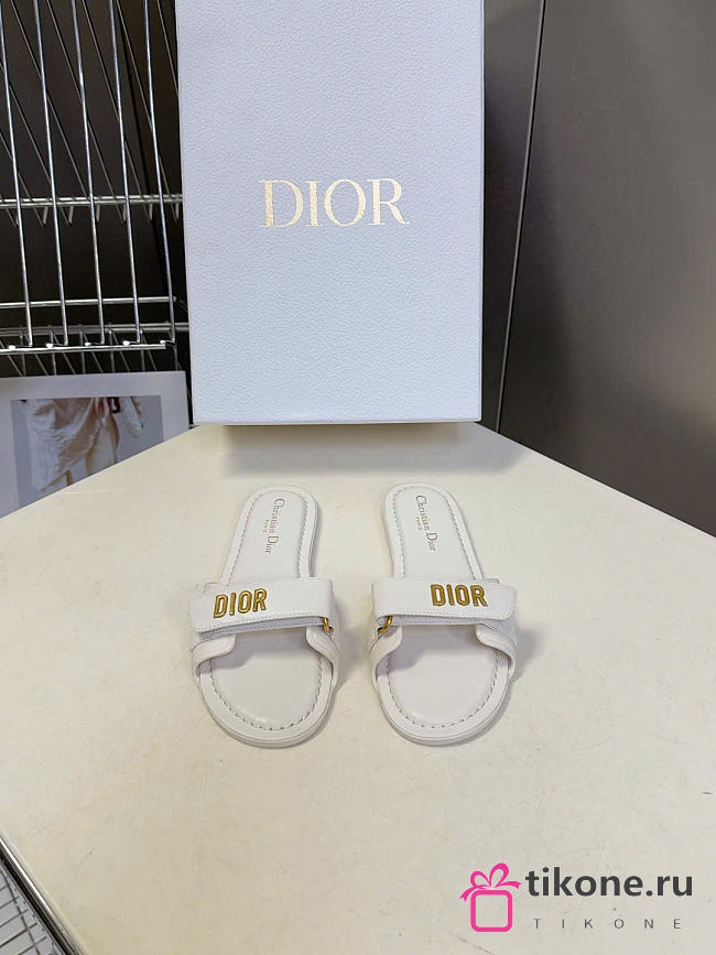 Dioriviera Dioract Slide Black Lambskin and Rubber White - 1