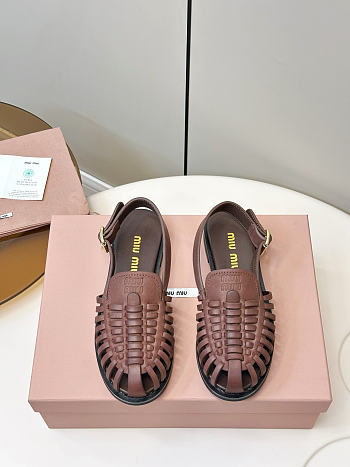 Miumiu Leather Slingback Loafers Coffee 5D607E