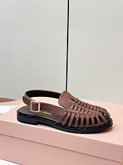 Miumiu Leather Slingback Loafers Coffee 5D607E - 5
