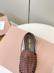 Miumiu Leather Slingback Loafers Coffee 5D607E - 4