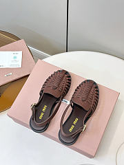 Miumiu Leather Slingback Loafers Coffee 5D607E - 3
