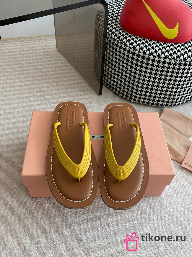 Miumiu Thong Sandals Yellow 5Y638E - 1