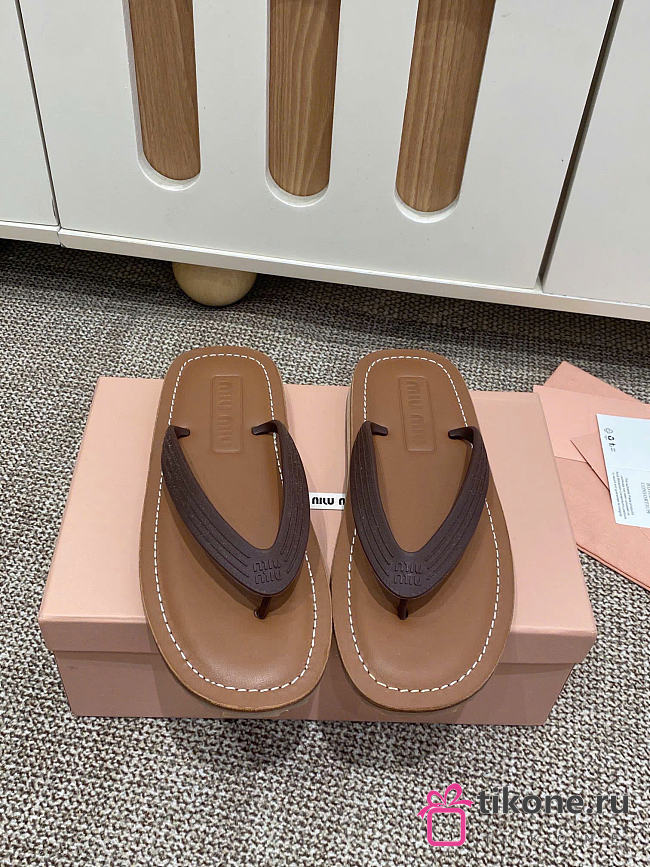 Miumiu Thong Sandals Dark Brown 5Y638E - 1