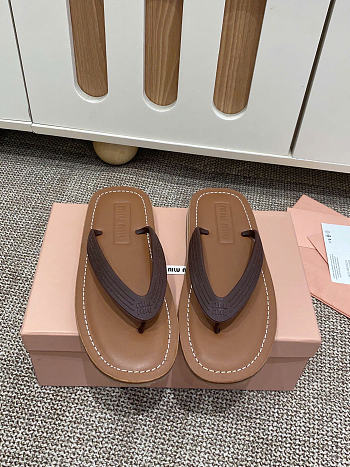 Miumiu Thong Sandals Dark Brown 5Y638E