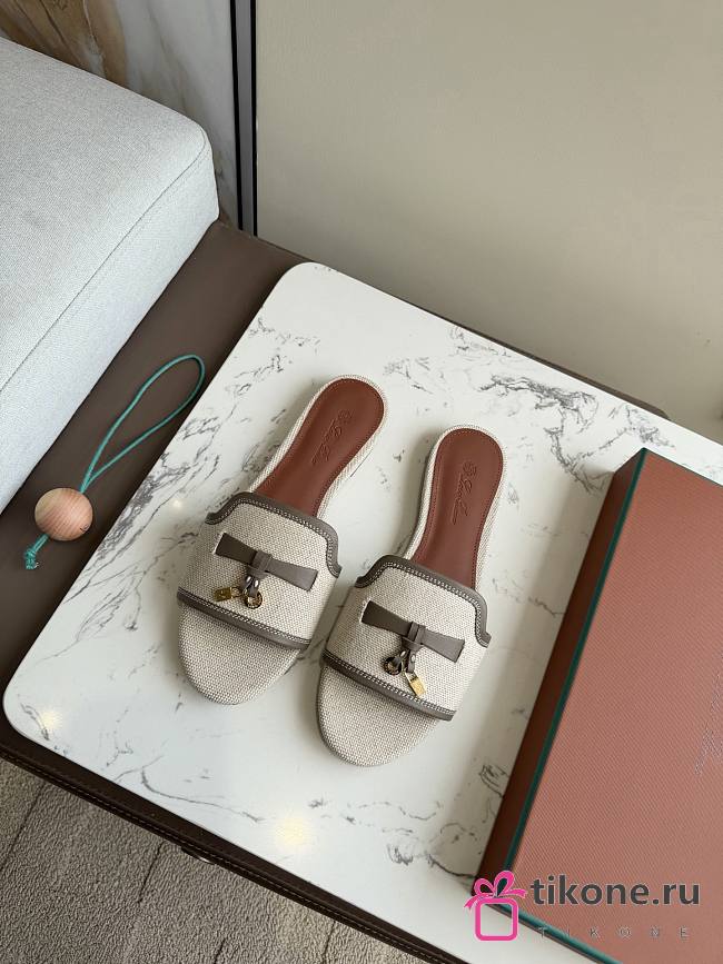 Loro Piana Summer Charms Sandal Cotton Linen Natural/Almond Tree (B5UH) FAQ6328 - 1