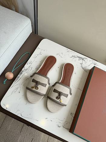 Loro Piana Summer Charms Sandal Cotton Linen Natural/Almond Tree (B5UH) FAQ6328