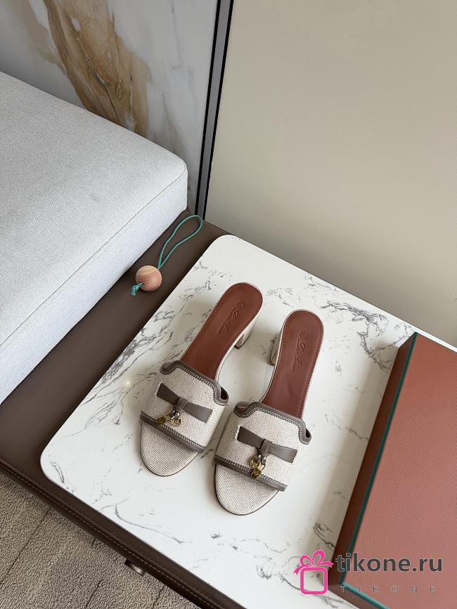 Loro Piana Summer Charms Sandal Cotton Linen Natural/Almond Tree (B5UH) FAQ6332 - 1