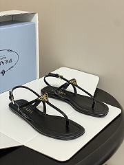 Prada Patent Leather Thong Sandals Black 1Y395O - 1