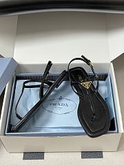 Prada Patent Leather Thong Sandals Black 1Y395O - 5