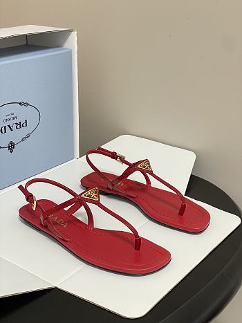 Prada Patent Leather Thong Sandals Red 1Y395O