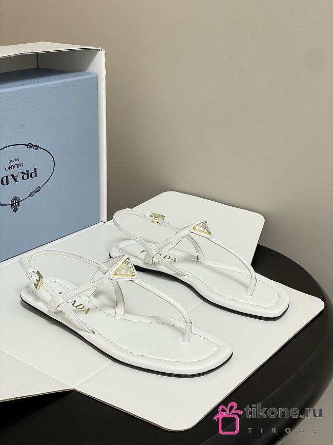 Prada Patent Leather Thong Sandals White 1Y395O - 1