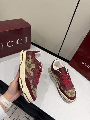 Gucci Re-Web Sneaker Beige and Dark Brown GG Canvas Rosso Ancora Red 