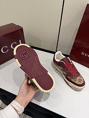 Gucci Re-Web Sneaker Beige and Dark Brown GG Canvas Rosso Ancora Red  - 5