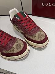 Gucci Re-Web Sneaker Beige and Dark Brown GG Canvas Rosso Ancora Red  - 4