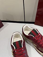 Gucci Re-Web Sneaker Beige and Dark Brown GG Canvas Rosso Ancora Red  - 3