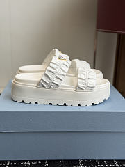 Prada Matelasse Nappa Leather Flatform Slides White 45mm 1XZ795 - 5