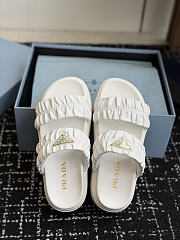 Prada Matelasse Nappa Leather Flatform Slides White 45mm 1XZ795 - 4