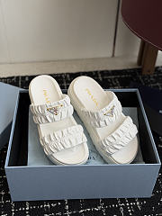 Prada Matelasse Nappa Leather Flatform Slides White 45mm 1XZ795 - 3