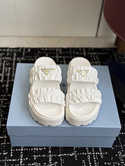 Prada Matelasse Nappa Leather Flatform Slides White 45mm 1XZ795 - 2