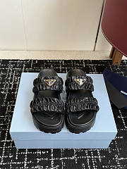Prada Matelasse Nappa Leather Flatform Slides Black 45mm 1XZ795 - 1