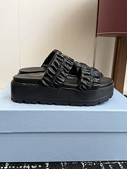 Prada Matelasse Nappa Leather Flatform Slides Black 45mm 1XZ795 - 6